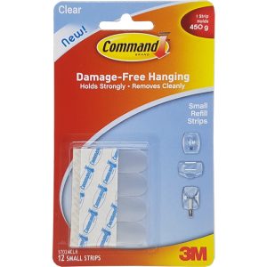 3M COMMAND CLEAR SMALL REFILL STRIPS 12 STRIPS 17024CLR