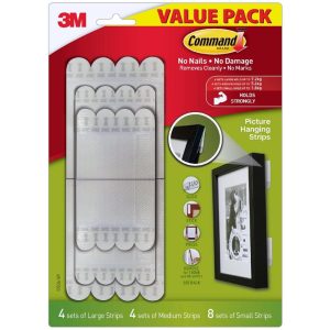 3M COMMAND ASSORTED PICTURE HANGING STRIPS 4SET EACH (L)(M)(S) 17036VP
