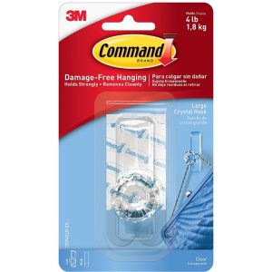 3M COMMAND CLEAR LARGE CRYSTAL HOOK 1 HOOK,2 STRIP 17096CLR-ES
