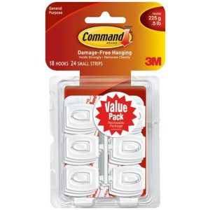 3M COMMAND MINI CLEAR HOOKS VP 18HOOKS,24STRIPS - 17006CLRVP