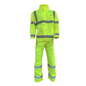 ALCONA 3K RAIN SUIT W HOOD POLYSTER HI-VIS REFLECTIVE