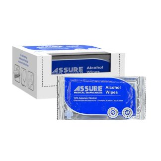 ASSURE ALCOHOL WIPES IPAW-2050 20CM X 20CM INDIVIDUAL WRAPPED 50PCS/BOX