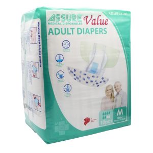 ASSURE VALUE ADULT DIAPERS, MEDIUM SK-201, 10PC/BAG, 10BAG/CTN