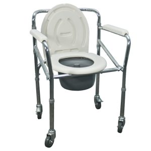 ASSURE CHROME STEEL COMMODE CHAIR WITH 4 LOCK AR-0221