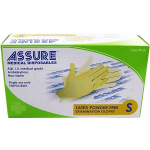 ASSURE LATEX EXAMINATION POWDER FREE GLOVE (100PC/BOX) GLO-PF