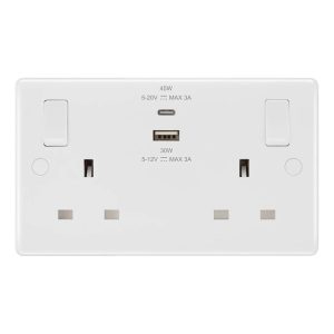 BG 13A DOUBLE SOCKET WITH 45W USB 1C1A 822UAC45