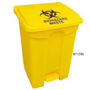 BIOHAZARD WASTE RECTANGULAR FOOT PEDAL BIN PB87YB (500 W X 410D X 820HT)