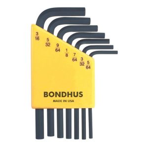 BONDHUS HEX KEY SET L WRENCH (HLX7S) SHORT-BLACK 7PC 12245