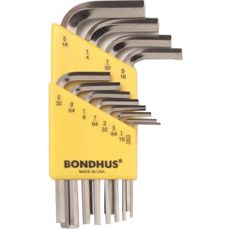 BONDHUS HEX KEY SET L WRENCH (HLX12SB) SHORT-CHROME 12PC 16236