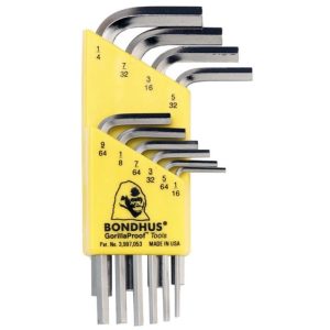 BONDHUS HEX KEY SET L WRENCH (HLX10SB) SHORT-CHROME 10PC 16238