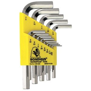 BONDHUS HEX KEY SET L WRENCH (HLX13SB) SHORT-CHROME 13PC 16237