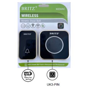 BRITZ WIRELESS KINETIC DOORBELL (BLACK) K634AC