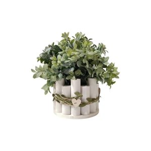 BUXUS SEMPERVIRENS PLANT WITH WOODEN POT - TABLE SIZE [FAKE]