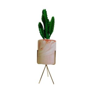 CACTUS PLANT WITH PINK POT & GOLD STAND - TABLE SIZE [FAKE]