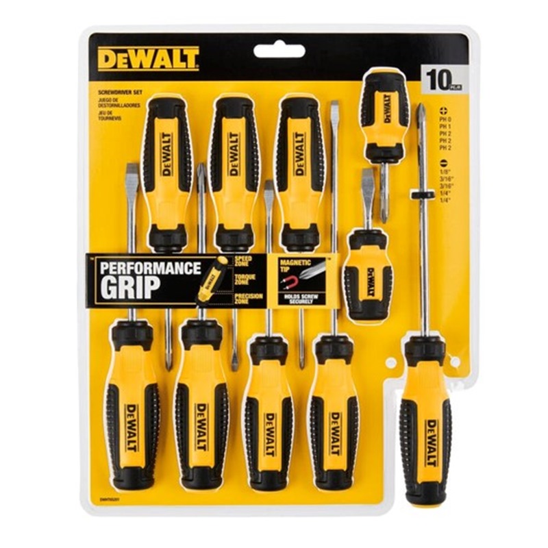 DEWALT 10-PC DURABLE ERGONOMIC MAGNETIC SCREWDRIVER SET DWHT65201