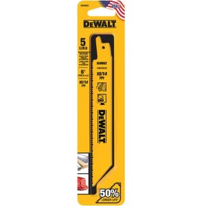 DEWALT 5-PC RECIPRO SAW BLADE 6"X10/14T DW4845