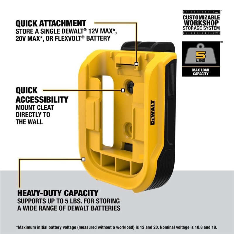 DEWALT TOOL ORGANIZER BATTERY CLEAT - SINGLE DWST82820