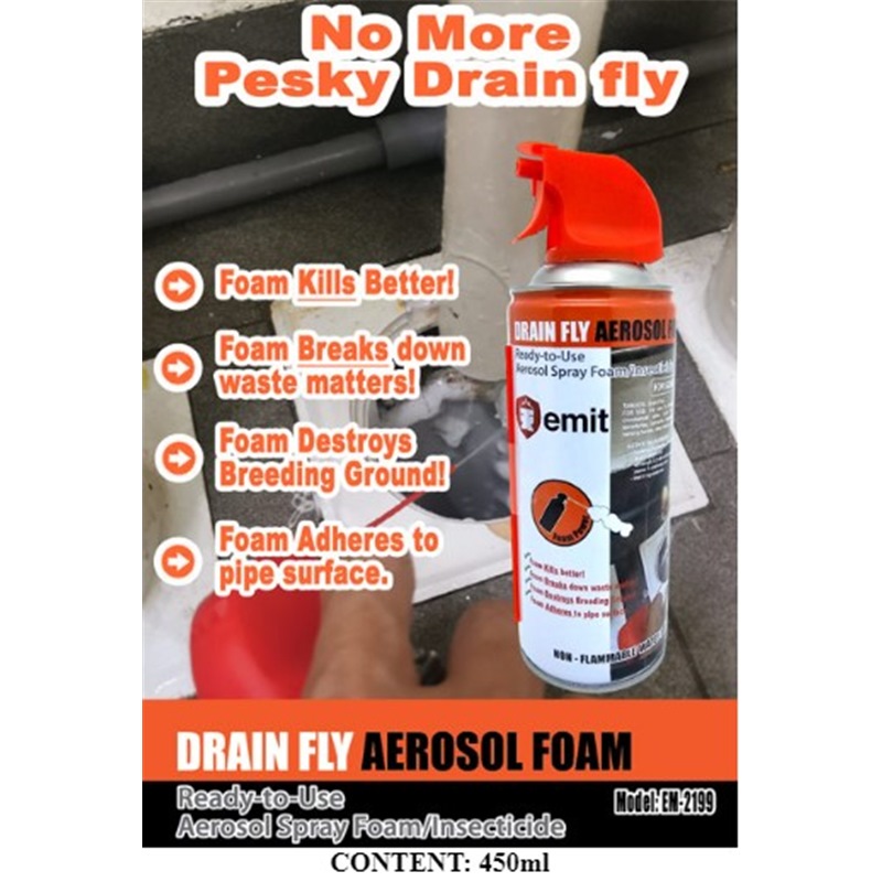 EMIT DRAIN FLY AEROSOL FOAM SPRAY 450ML EM2199