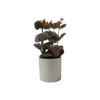 EUCALYPTUS PLANT WITH WHITE POT (PURPLE) - TABLE SIZE [FAKE]