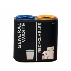 FIBREGLASS RECYCLE BIN C/W 2 COMPARTMENTS L786XW420XH783MM BRIVO 2-IN-1