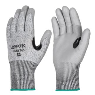 GLOBUS EMG745 CUT LVL D PU COATED SAFETY GLOVES HEAT&ABRASION RESISTANT