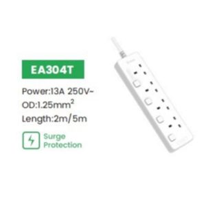 GONEO 4W EXTENSION CORD 5M W/SURGE PROTECTION – EA304T-50