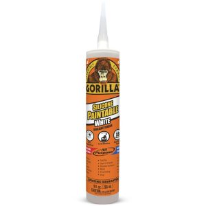 GORILLA 100% PAINTABLE WHITE SILICONE SEALANT 9OZ [8070002]