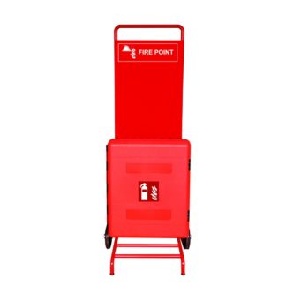 HERCULES FIRE POINT TROLLEY C/W DUAL EXTINGUISHER BOX