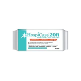 HOSPICARE 20R BIODEAGRADABLE ADULT BODY WIPES RESEALABLE 20'S