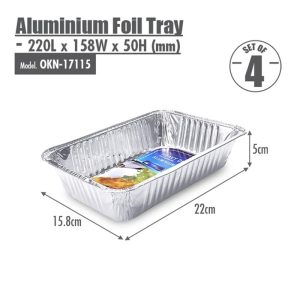 HOUZE ALUMINIUM FOIL TRAY (SET OF 4) 220X158X50MM OKN-17115