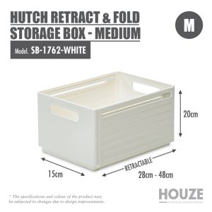 HOUZE HUTCH RETRACT & FOLD STORAGE BOX MEDIUM SB-1762-WHITE