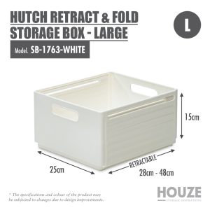 HOUZE HUTCH RETRACT & FOLD STORAGE BOX LARGE SB-1763-WHITE