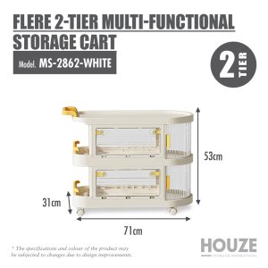 HOUZE FLERE 2-TIER MULTI-FUNCTIONAL STORAGE CART MS-2862-WHITE