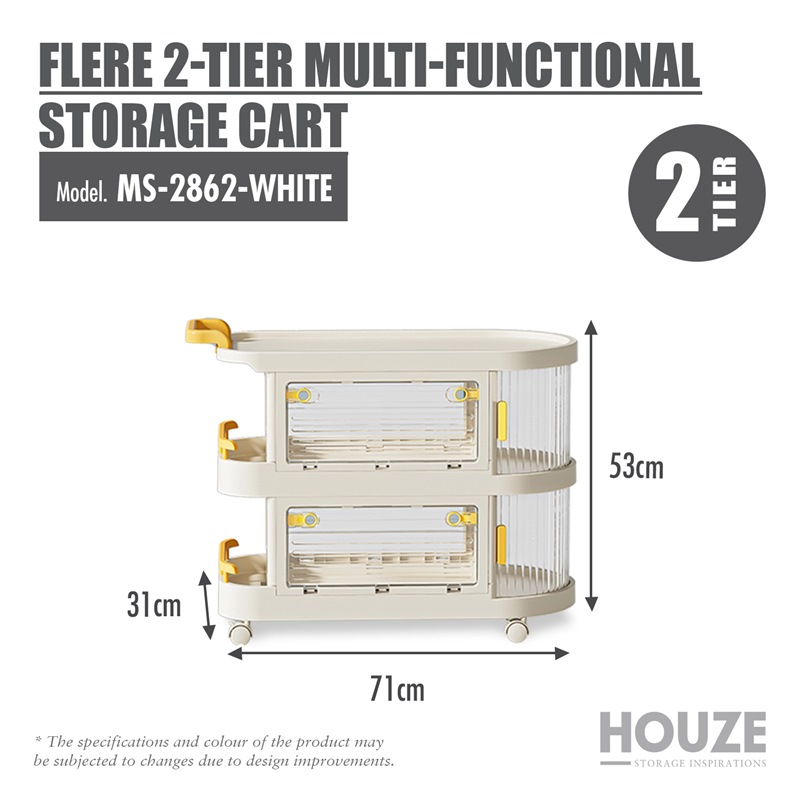 HOUZE FLERE 2-TIER MULTI-FUNCTIONAL STORAGE CART MS-2862-WHITE