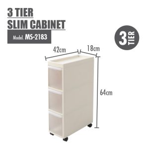 HOUZE 3 TIER SLIM CABINET - L18.0*W42*H80.0CM MS-2183-BEIGE