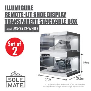HOUZE SOLEMATE SHOE DISPLAY TRANSPARENT STACKABLE BOX 2PPP MS-2512-WHITE