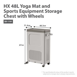 HOUZE HX 48L YOGA MAT AND SPORTS EQUIPMENT STORAGE CHEST /W WHEELS SB-1191