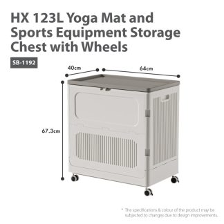 HOUZE HX 123L YOGA MAT AND SPORTS EQUIPMENT STORAGE CHEST /W WHEELS SB-1192