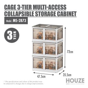 HOUZE CAGE 3-TIER COLLAPSIBLE STORAGE CABINET /W BUCKLE OPENING MS-2873