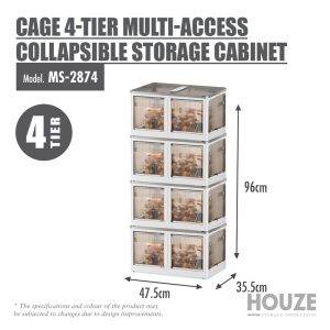 HOUZE CAGE 4-TIER COLLAPSIBLE STORAGE CABINET /W BUCKLE OPENING MS-2874
