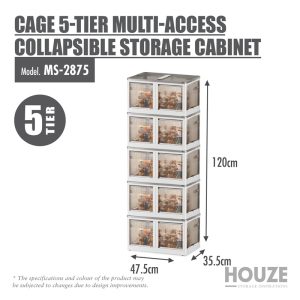 HOUZE CAGE 5-TIER COLLAPSIBLE STORAGE CABINET /W BUCKLE OPENING MS-2875