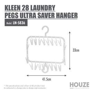 HOUZE KLEEN 28 LAUNDRY PEGS ULTRA SAVER HANGER LN-5836