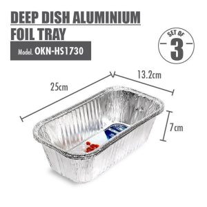HOUZE DEEP DISH ALUMINIUM FOIL TRAY 3PPP - L250*W132*H70MM OKN-HS1730
