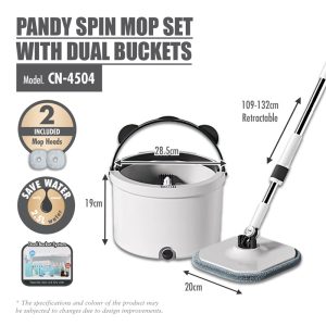 HOUZE PANDY SPIN MOP SET WITH DUAL BUCKETS CN-4504