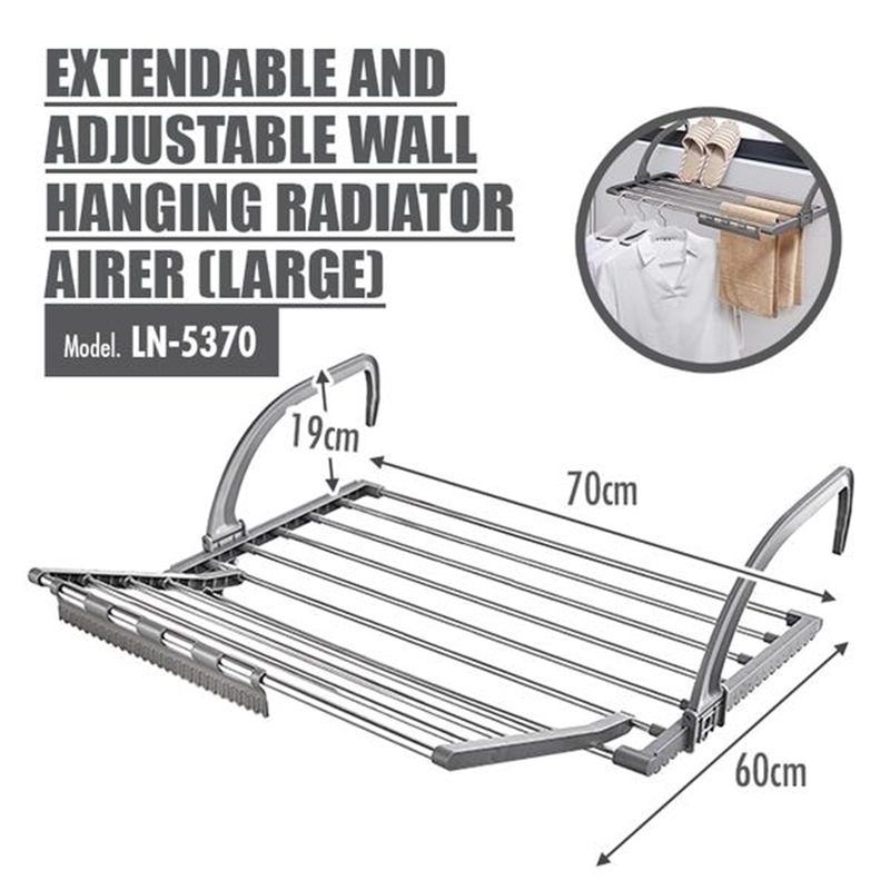 HOUZE EXTENDABLE AND ADJUSTABLE WALL HANGING RADIATOR AIRER (LARGE) LN-5370