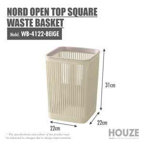 HOUZE NORD OPEN TOP SQUARE WASTE BASKET WB-4122-BEIGE