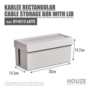 HOUZE KABLEE RECTANGULAR CABLE STORAGE BOX WITH LID DY-8512-LATTE