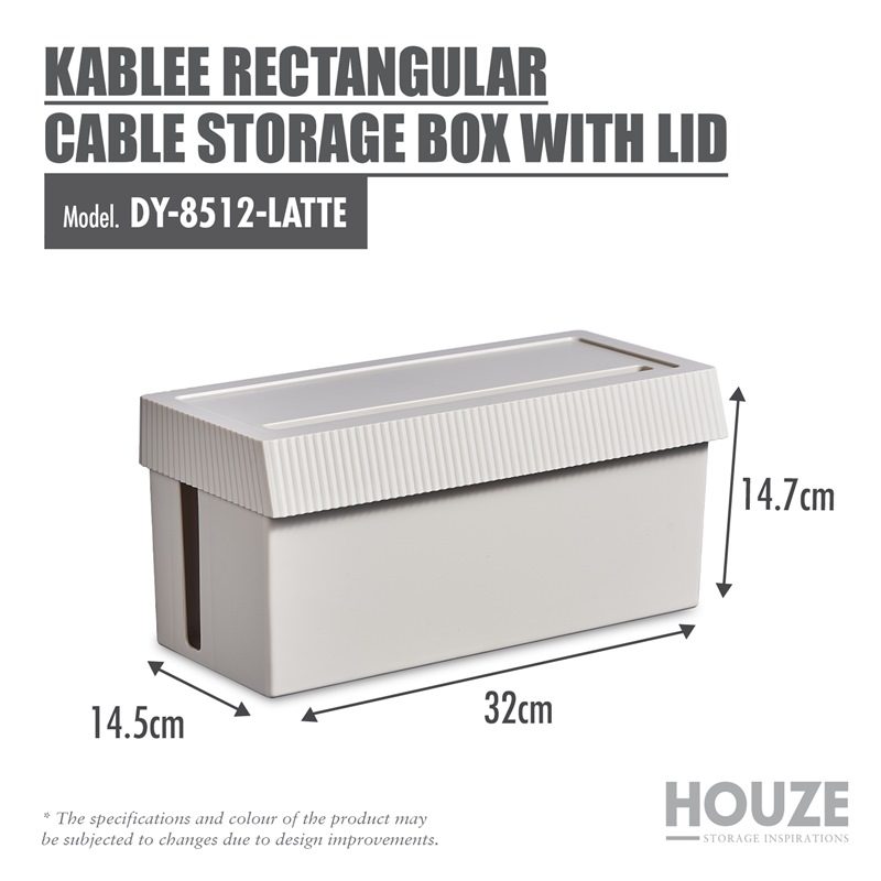 HOUZE KABLEE RECTANGULAR CABLE STORAGE BOX WITH LID DY-8512-LATTE