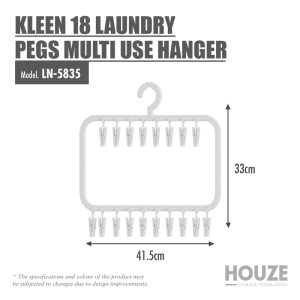 HOUZE KLEEN 18 LAUNDRY PEGS MULTI USE HANGER LN-5835