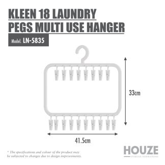 HOUZE KLEEN 18 LAUNDRY PEGS MULTI USE HANGER LN-5835